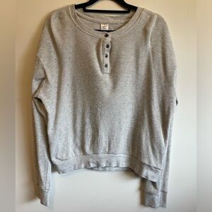 LAVON-grey waffle-knit henley,size small